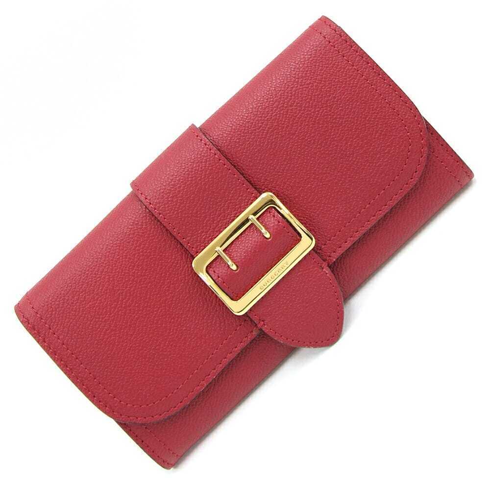 Burberry Bi fold Long Wallet Red Leather Nova Check